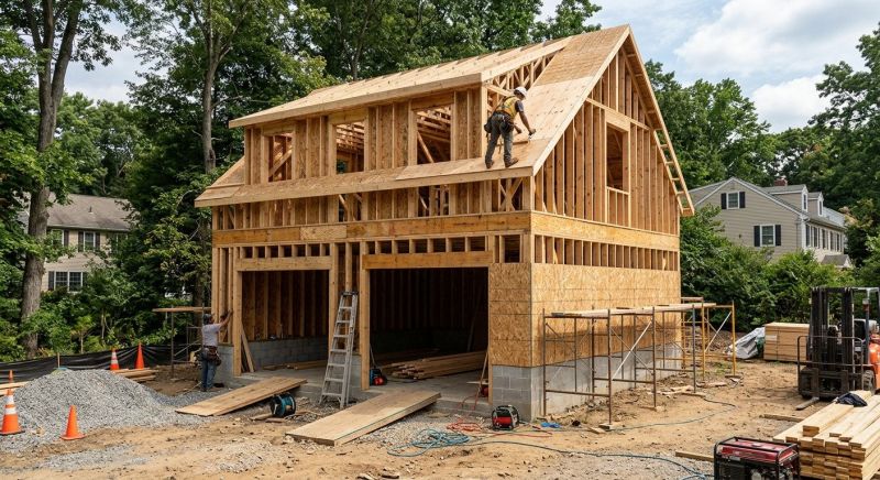 Two Story Garage Construction in Cypress, TX